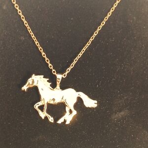 Gold Tone Horse Necklace